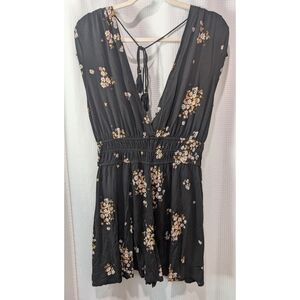 Urban Outfitters Black Floral Romper One Piece Shorts